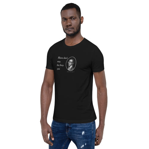 Black shirt featuring a Shakespearian translation of Young Thug’s lyrics in a 14th-century calligraphy style.